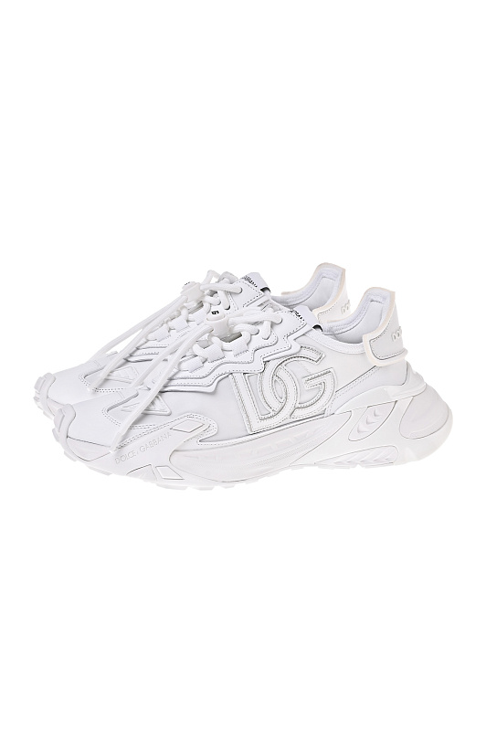 Кожаные кроссовки с монограммой DOLCE & GABBANA Белый Женский CK2355 AG363 Кожаные кроссовки с монограммой DOLCE & GABBANA Белый Женский CK2355 AG363