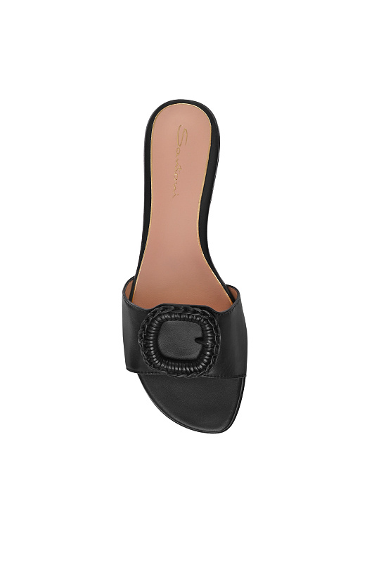 Кожаные пантолеты с пряжкой SANTONI Черный Женский WHPG72081HA1NWKEN01