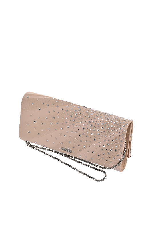 Вечерний клатч со стразами GEDEBE Бежевый Женский ENVELOPE DRAPE