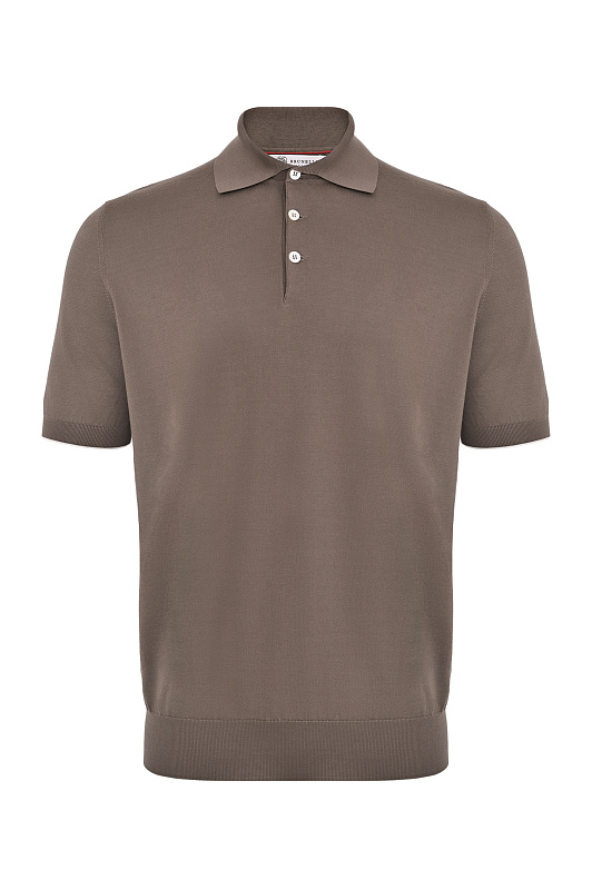 Хлопковое поло BRUNELLO CUCINELLI Какао Мужской M29800125 Хлопковое поло BRUNELLO CUCINELLI Какао Мужской M29800125