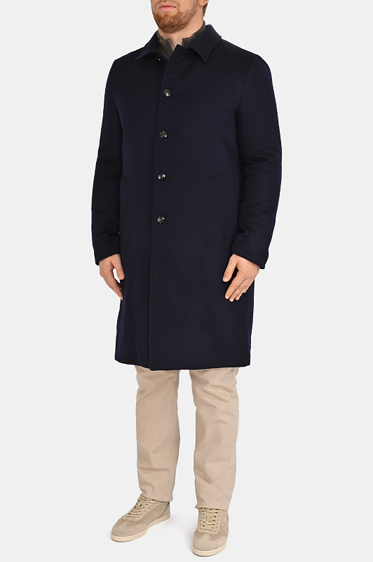Пальто шерстяное KITON Темно-синий Мужской UW2564V0460L2 Пальто шерстяное KITON Темно-синий Мужской UW2564V0460L2