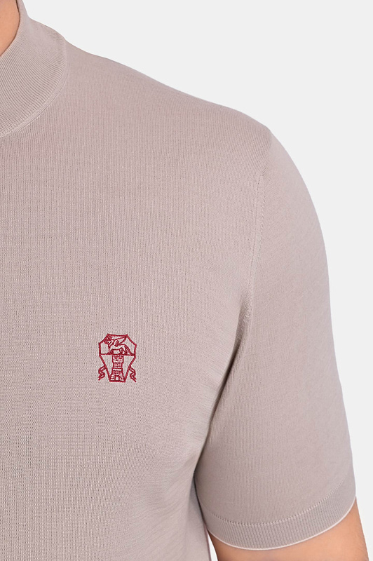 Хлопковый джемпер BRUNELLO CUCINELLI Бежевый Мужской M29800104 Хлопковый джемпер BRUNELLO CUCINELLI Бежевый Мужской M29800104
