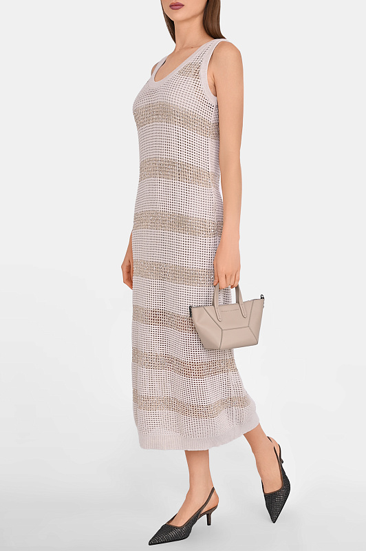 Вязаное платье миди BRUNELLO  CUCINELLI Бежевый Женский M58772A90