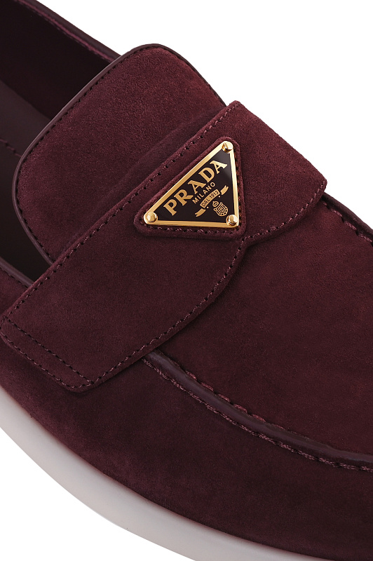 Замшевые лоферы PRADA  Бордовый Женский 1D222NB0253LOL