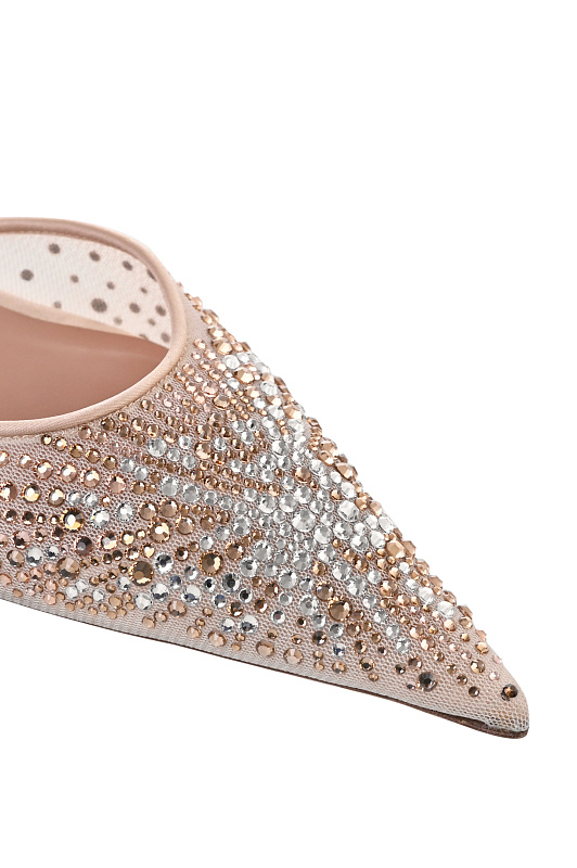 Текстильные босоножки со стразами GEDEBE Бежевый Женский ANITTA SLINGBACK 55