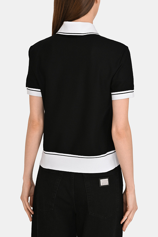 Трикотажное поло с кантом DOLCE & GABBANA  Черный Женский F8V33Z GDDMH