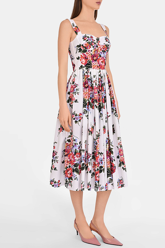 Хлопковое платье с цветами DOLCE & GABBANA Белый Женский F6TTGTHS5UU HA5ZO Хлопковое платье с цветами DOLCE & GABBANA Белый Женский F6TTGTHS5UU HA5ZO
