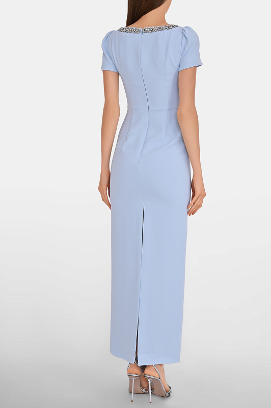Декорированное платье макси SELF PORTRAIT  Голубой Женский SS26201XBL