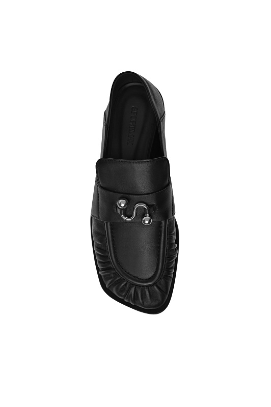 Кожаные лоферы с драпировкой SPORTMAX Черный Женский SPXONDINA 2612521011600