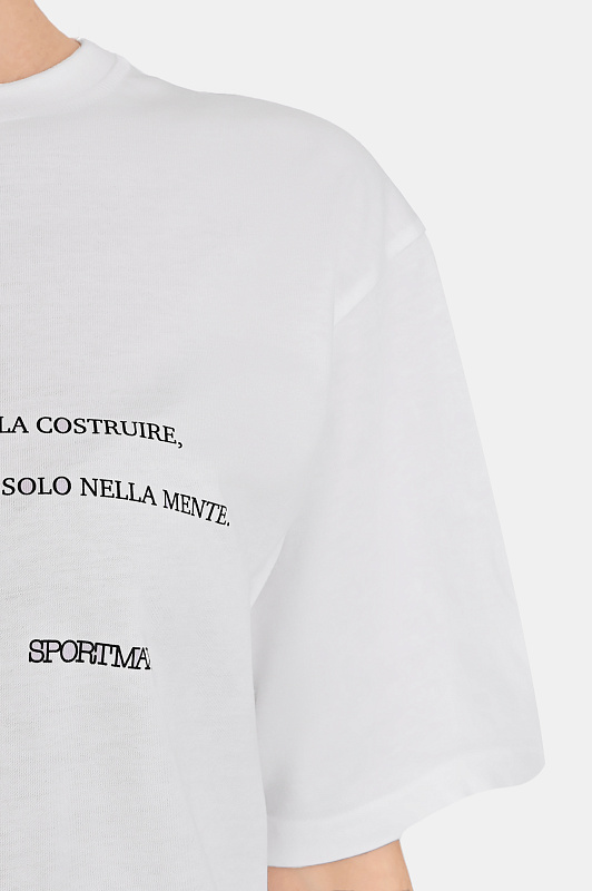 Хлопковая футболка с надписью SPORTMAX Белый Женский SPDQUIETE 2612971015600 Хлопковая футболка с надписью SPORTMAX Белый Женский SPDQUIETE 2612971015600