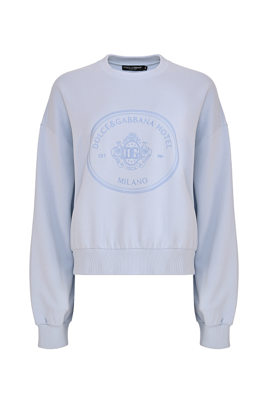 Хлопковый свитшот с логотипом DOLCE & GABBANA Голубой Женский F9Q92Z GDDMO Хлопковый свитшот с логотипом DOLCE & GABBANA Голубой Женский F9Q92Z GDDMO