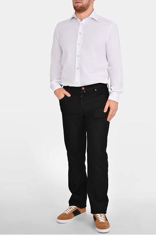 Хлопковая рубашка стрейч KITON Белый Мужской UCCH0296001 Хлопковая рубашка стрейч KITON Белый Мужской UCCH0296001