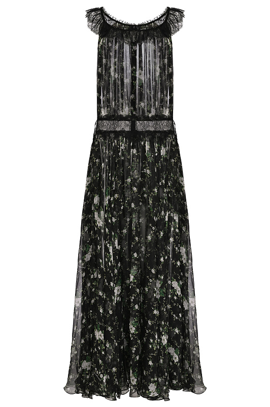 Шелковое платье с кружевом DOLCE & GABBANA Черный Женский F654HTIS12I Шелковое платье с кружевом DOLCE & GABBANA Черный Женский F654HTIS12I