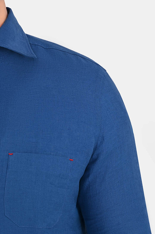 Льняная рубашка с карманом KITON Синий Мужской UMCNERHH09690 Льняная рубашка с карманом KITON Синий Мужской UMCNERHH09690