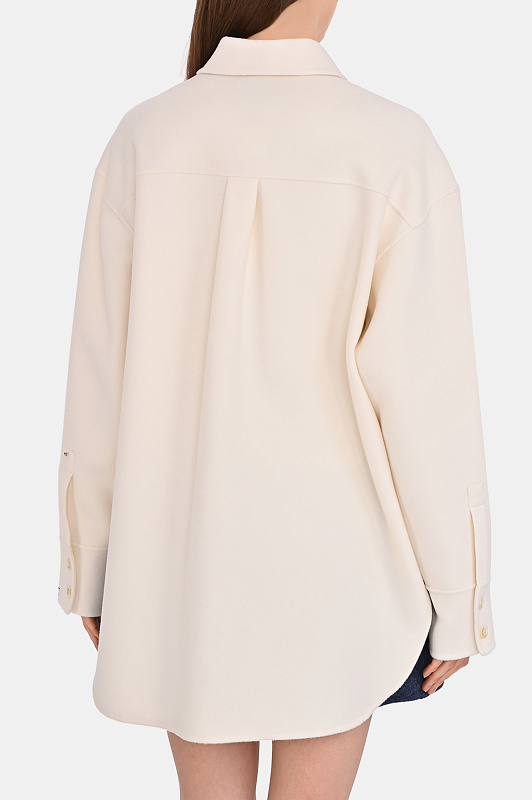 Шерстяная блуза-рубашка SPORTMAX Молочный Женский RIBER 2522196013600 Шерстяная блуза-рубашка SPORTMAX Молочный Женский RIBER 2522196013600
