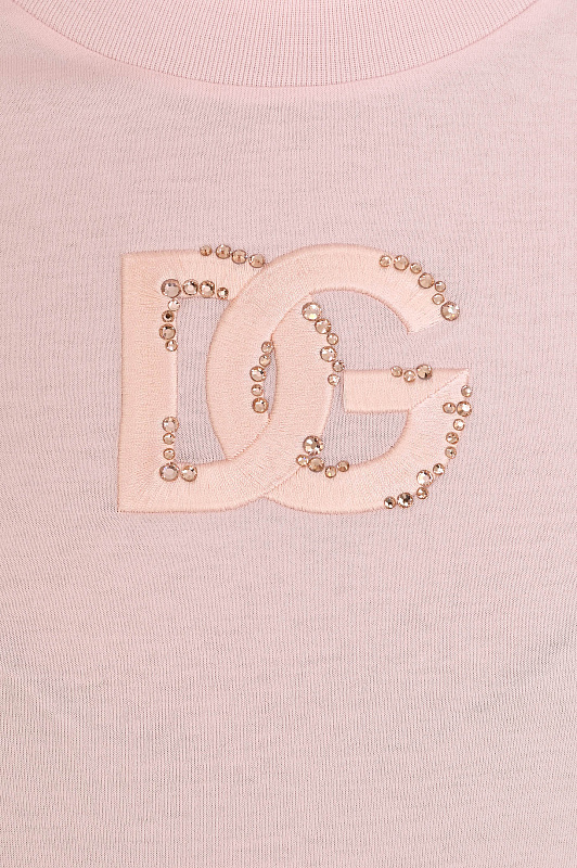 Хлопковая футболка с логотипом DOLCE & GABBANA  Розовый Женский F8N08Z GDDMB
