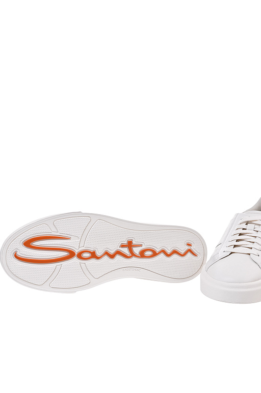 Кожаные кеды SANTONI Белый Мужской MBGG22068PNNTIFRI90 Кожаные кеды SANTONI Белый Мужской MBGG22068PNNTIFRI90