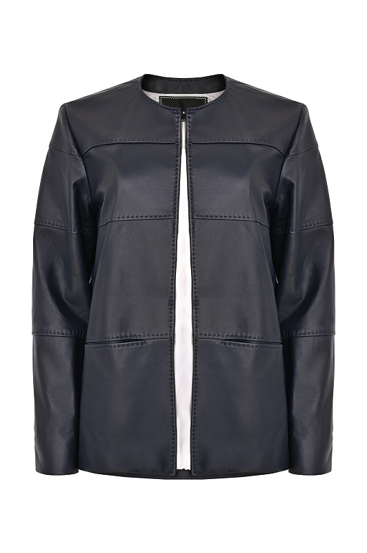 Кожаная куртка прямого кроя KITON Темно-синий Женский D61575K0949H01003 Кожаная куртка прямого кроя KITON Темно-синий Женский D61575K0949H01003