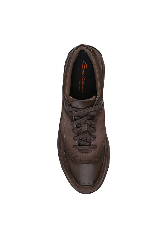Кожаные кроссовки на шнуровке SANTONI Коричневый Мужской MBIG22112CPATKOHE81 Кожаные кроссовки на шнуровке SANTONI Коричневый Мужской MBIG22112CPATKOHE81