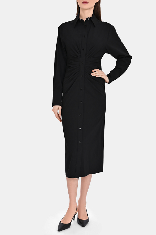Вискозное платье-дюймовочка со сборками SPORTMAX Черный Женский PIRANIA 2522226061600 Вискозное платье-дюймовочка со сборками SPORTMAX Черный Женский PIRANIA 2522226061600