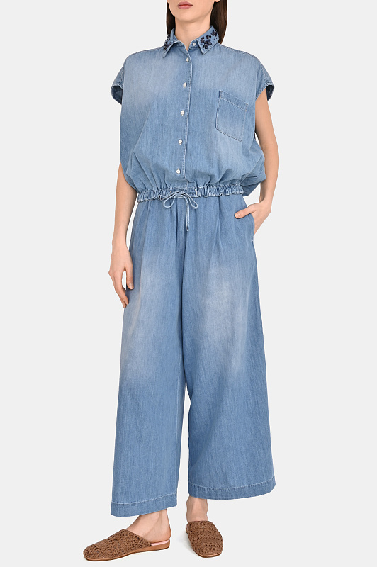 Джинсовый топ FABIANA FILIPPI  Голубой Женский CAD275F598