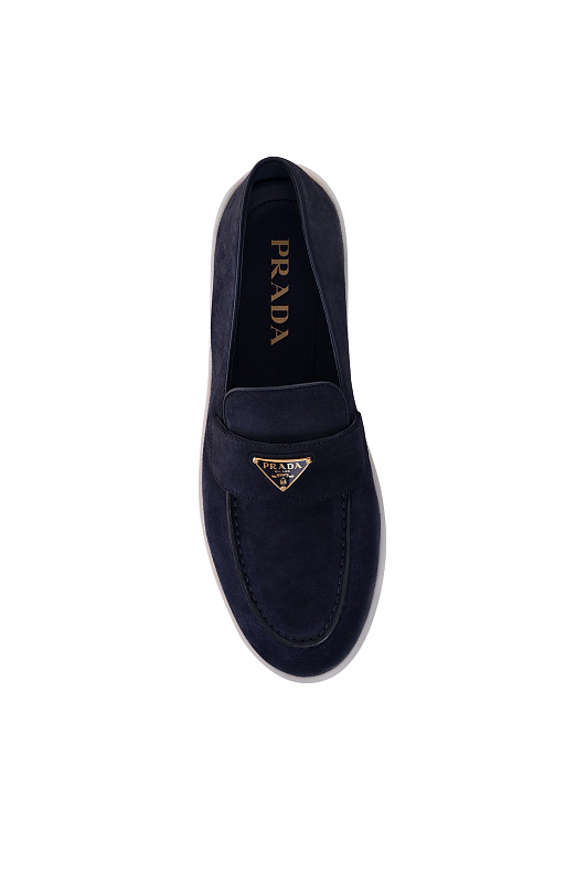Замшевые лоферы PRADA Темно-синий Женский 1D222NB0253LOL Замшевые лоферы PRADA Темно-синий Женский 1D222NB0253LOL
