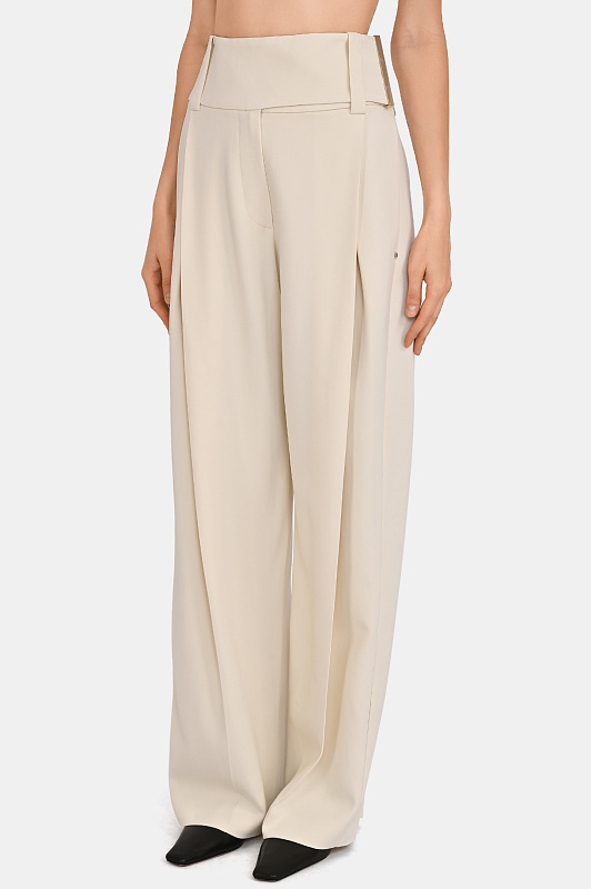 Широкие брюки SPORTMAX Молочный Женский SPSOBLO 2612131073600 Широкие брюки SPORTMAX Молочный Женский SPSOBLO 2612131073600