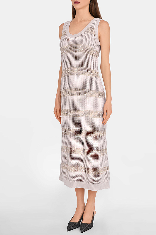 Вязаное платье миди BRUNELLO  CUCINELLI Бежевый Женский M58772A90
