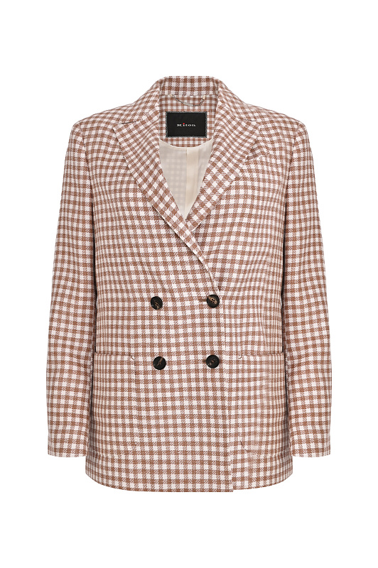 Двубортный жакет в клетку KITON Коричневый Женский D54507K0615G3 Двубортный жакет в клетку KITON Коричневый Женский D54507K0615G3