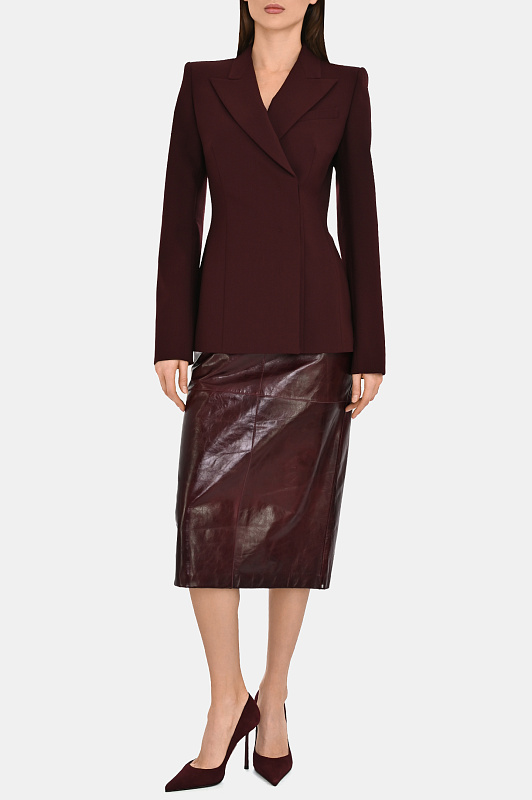 Кожаная миди-юбка SPORTMAX Бордовый Женский AFA 2522406022600