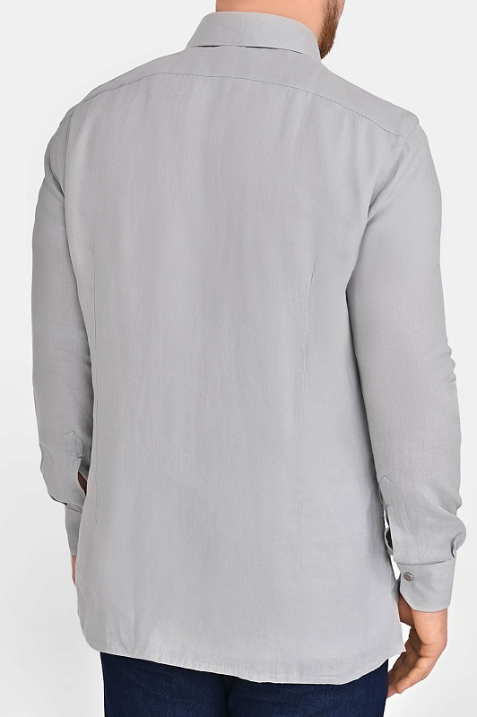 Льняная рубашка с карманом KITON Серый Мужской UMCNERHH09690 Льняная рубашка с карманом KITON Серый Мужской UMCNERHH09690