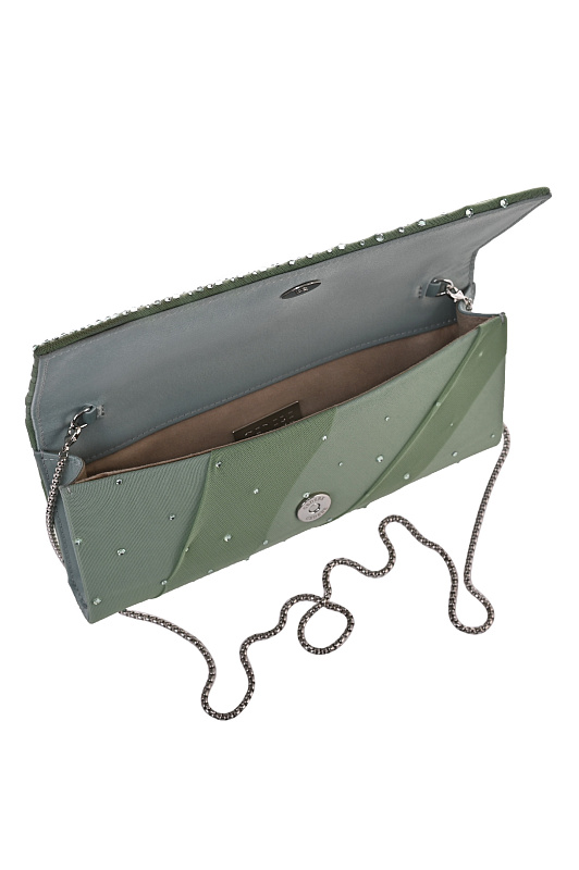 Вечерний клатч со стразами GEDEBE Зеленый Женский ENVELOPE DRAPE
