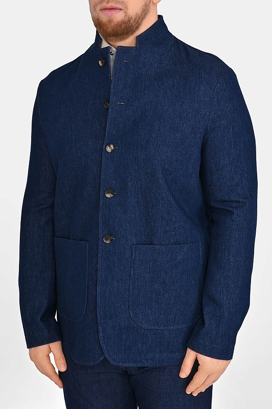Хлопковая куртка KITON Темно-синий Мужской UW2331AV0832H02002 Хлопковая куртка KITON Темно-синий Мужской UW2331AV0832H02002