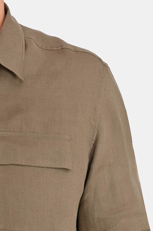 Льняная рубашка с карманом KITON Зеленый Мужской UMCBUBAH096900 Льняная рубашка с карманом KITON Зеленый Мужской UMCBUBAH096900