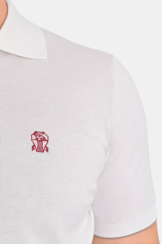 Хлопковое поло BRUNELLO CUCINELLI Белый Мужской M29800195 Хлопковое поло BRUNELLO CUCINELLI Белый Мужской M29800195