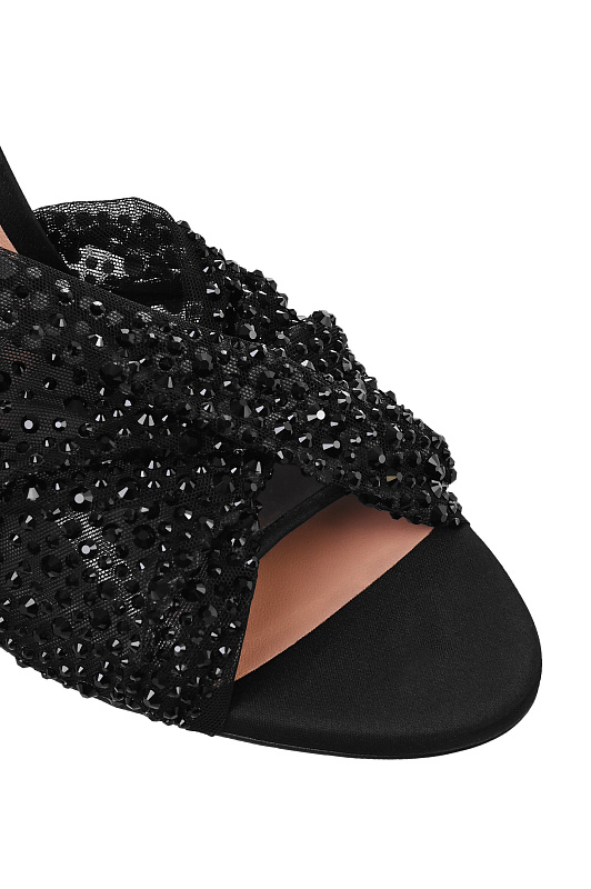 Текстильные мюли со стразами GEDEBE Черный Женский MARIEL MULE 105