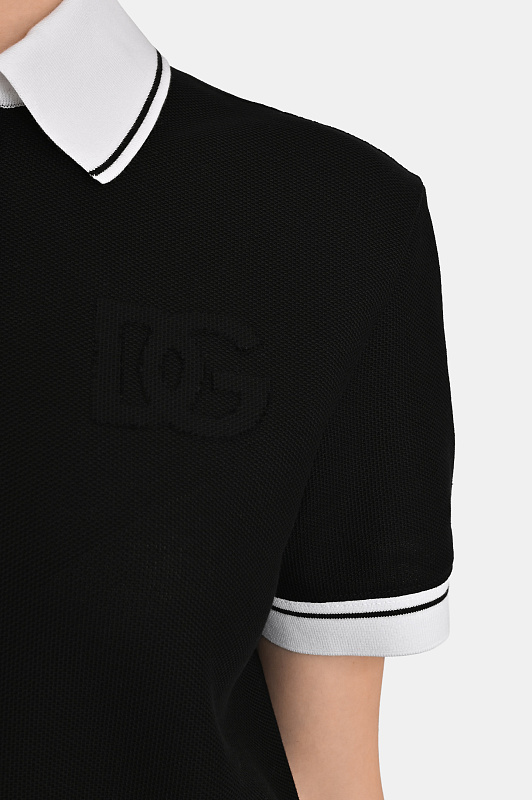 Трикотажное поло с кантом DOLCE & GABBANA  Черный Женский F8V33Z GDDMH