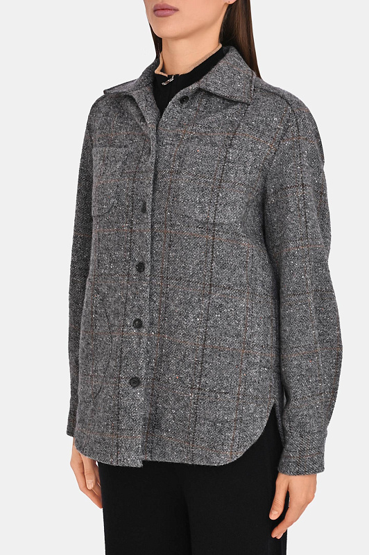 Фактурная рубашка-жакет KITON Серый Женский D50429K0558I0 Фактурная рубашка-жакет KITON Серый Женский D50429K0558I0