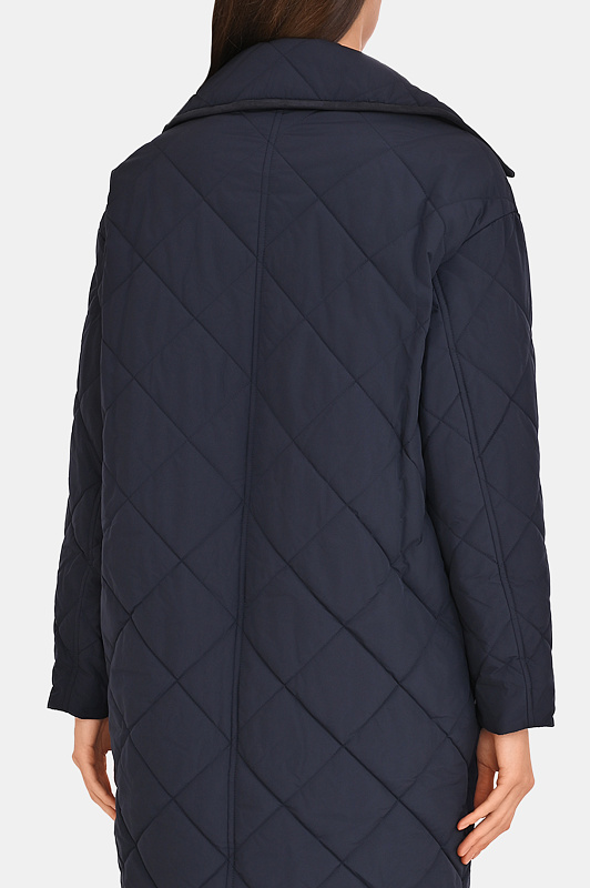 Стеганое пальто миди KITON Темно-синий Женский D62625K0555L0