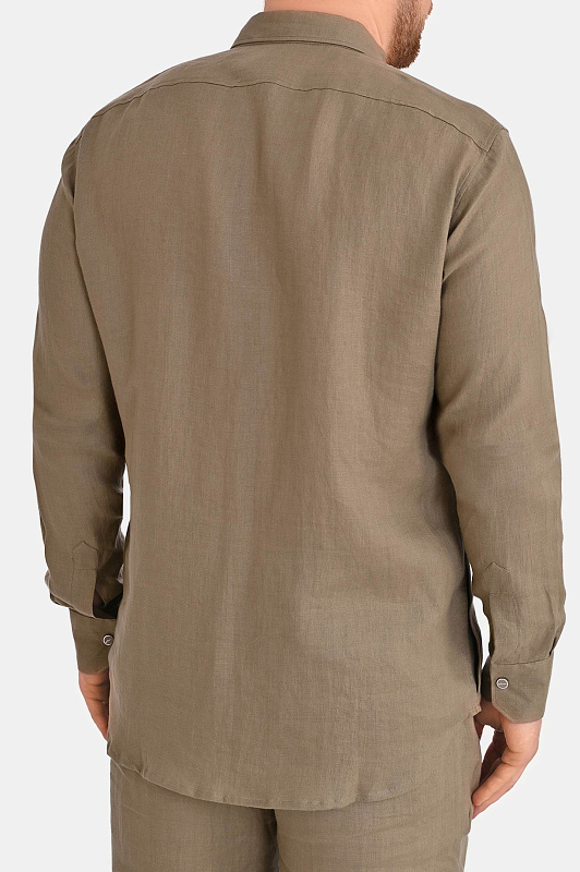Льняная рубашка с карманом KITON Зеленый Мужской UMCBUBAH096900 Льняная рубашка с карманом KITON Зеленый Мужской UMCBUBAH096900