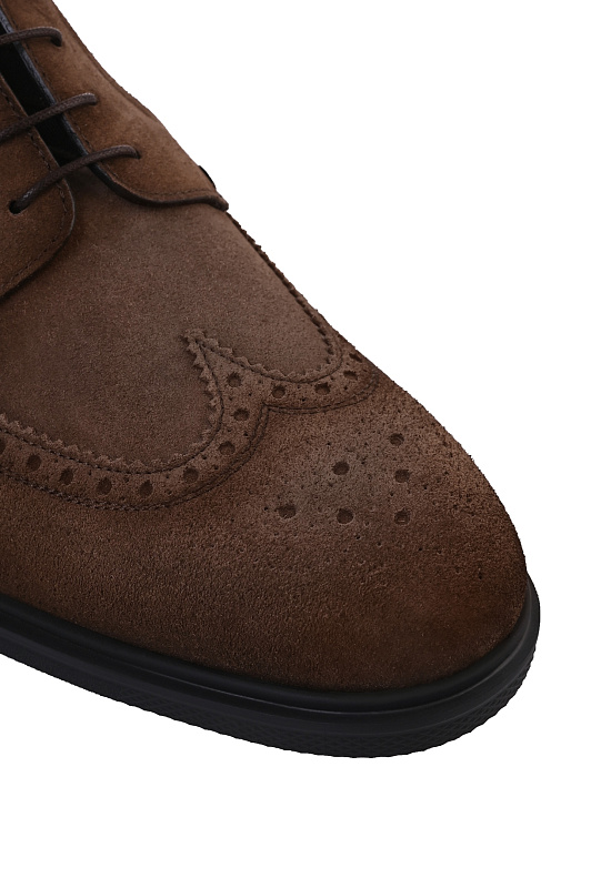 Замшевые дерби с брогированием SANTONI Коричневый Мужской MGEG19033NEAXGEX Замшевые дерби с брогированием SANTONI Коричневый Мужской MGEG19033NEAXGEX