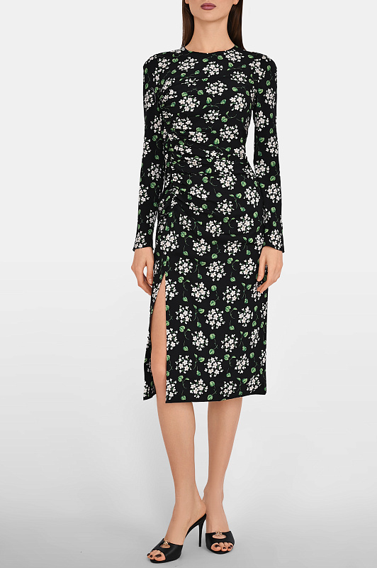 Шелковое платье миди DOLCE & GABBANA  Черный Женский F664HTFSA85