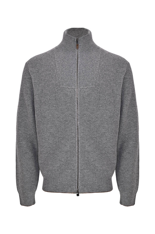 Фактурный кардиган на молнии CANALI Серый Мужской MK02552 C1223 Фактурный кардиган на молнии CANALI Серый Мужской MK02552 C1223