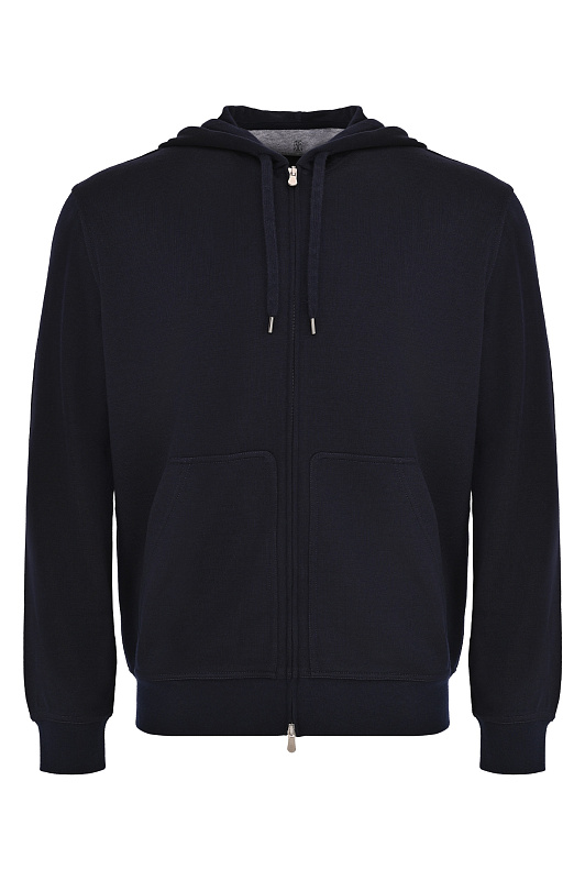 Трикотажная толстовка с капюшоном BRUNELLO CUCINELLI Темно-синий Мужской MM8359069G Трикотажная толстовка с капюшоном BRUNELLO CUCINELLI Темно-синий Мужской MM8359069G