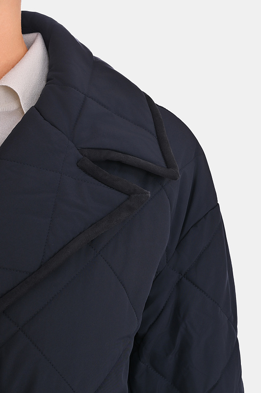 Стеганое пальто миди KITON Темно-синий Женский D62625K0555L0