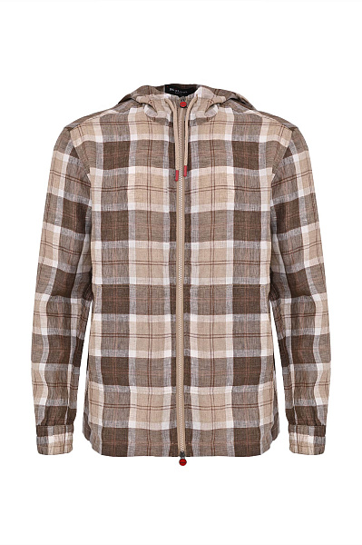 Льняная куртка в клетку KITON Льняная куртка в клетку KITON