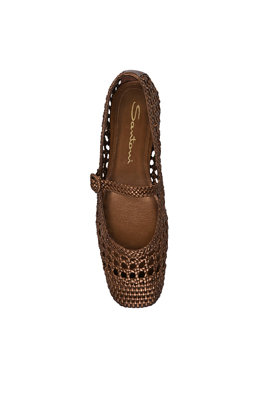 Плетёные балетки SANTONI Коричневый Женский WAMG72160HA1SODLO70 Плетёные балетки SANTONI Коричневый Женский WAMG72160HA1SODLO70