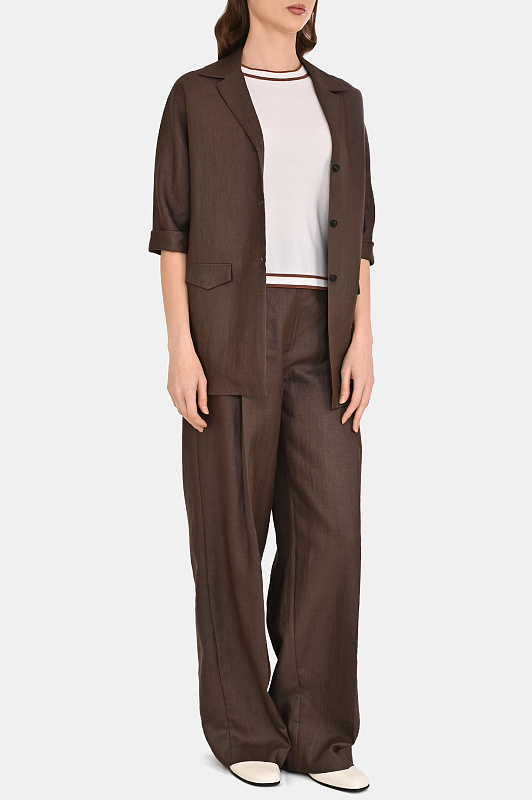 Широкие брюки с защипами KITON Темно-коричневый Женский D61110K0987G0