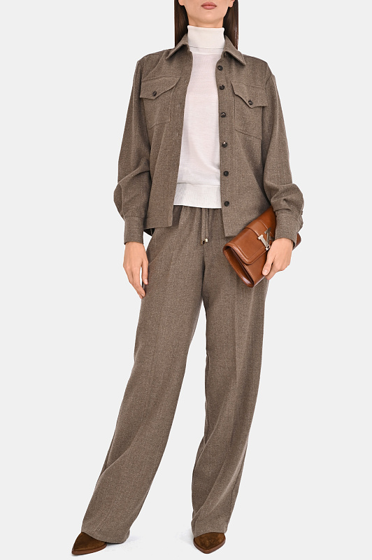 Широкие брюки с кулиской KITON Бежевый Женский D48122K0588I0