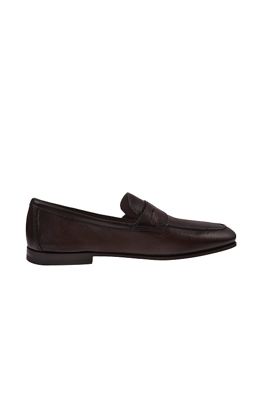 Кожаные лоферы пенни SANTONI Темно-коричневый Мужской MCNG18837SA4SEPRT50 Кожаные лоферы пенни SANTONI Темно-коричневый Мужской MCNG18837SA4SEPRT50